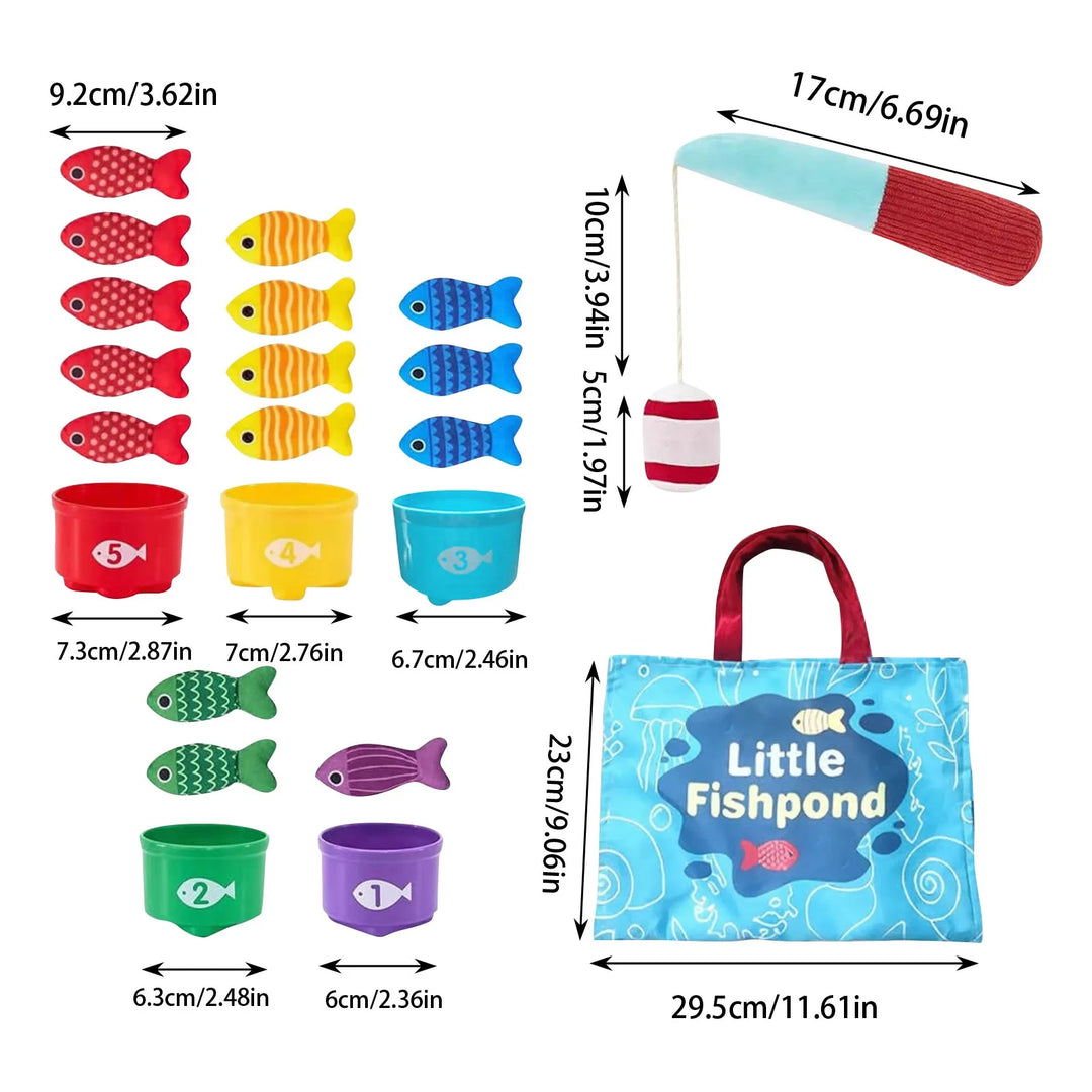 Interactive magnetic fishing set for kids, promoting early learning and social skill development.