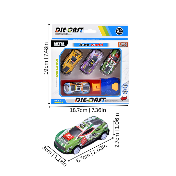 Gift-ready mini car launcher play set for kids; provides hours of engaging racing activity and imaginative play.