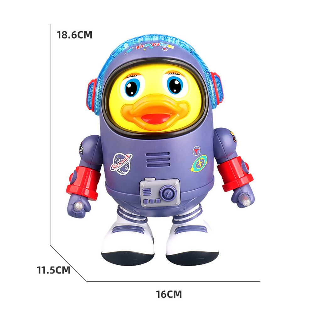 Children's gift: Musical dancing astronaut duck toy, interactive & educational, offering toddler fun & space adventure.