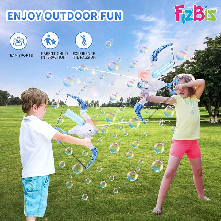 Fun 2-in-1 toy bow for kids, shooting bubbles & water. Perfect for backyard play & summer adventures.