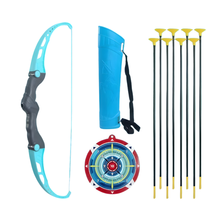 Blue & orange kids' outdoor archery toy bow and arrow set for active backyard fun and hand-eye coordination.