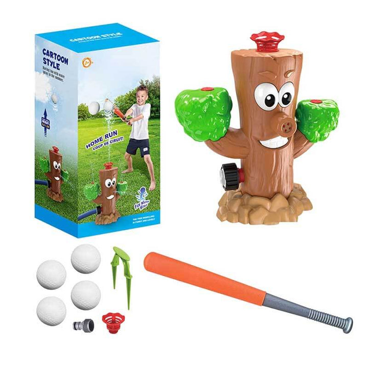 Children's water sprinkler baseball toy, includes inflatable bat & bases, perfect for summer outdoor games.