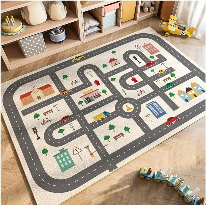 Educational kids playmat for learning fun, featuring interactive designs. Soft, anti-slip polyester for playrooms.