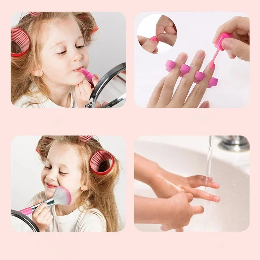 Vibrant girls' pretend makeup play kit. Non-toxic toy promotes creative play, imagination, & role-playing.