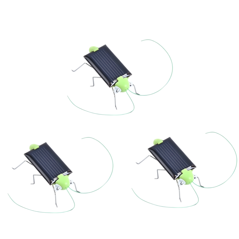 Kids' solar-powered hopping grasshopper toy for educational STEM learning & outdoor play. Battery-free science fun.