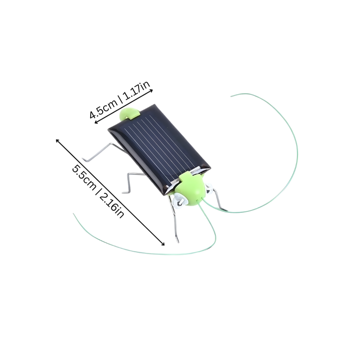 Fun solar-powered hopping grasshopper toy for kids. Promotes science learning, nature exploration & battery-free play.