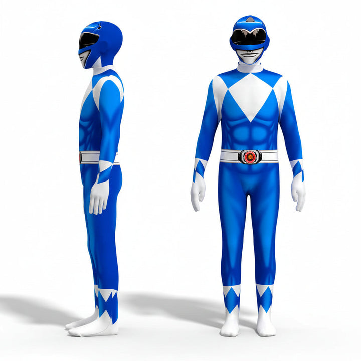 Kids' superhero costume with a cool, printed muscle-bound torso