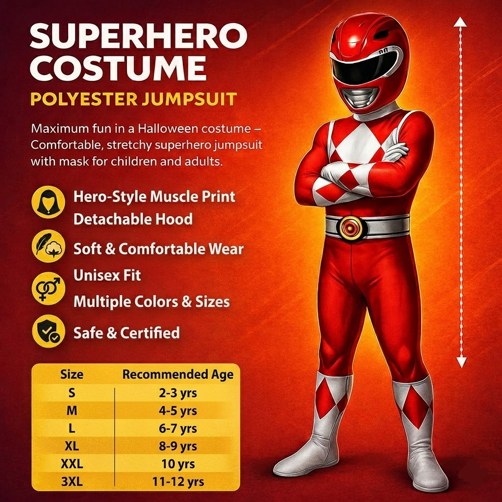 Detachable hood superhero costume for kids' dress-up fun