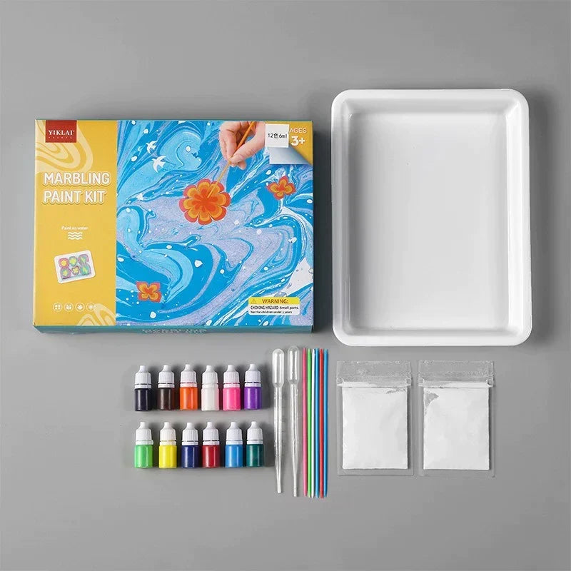 Kids' Water Marble Painting Art Kit for creative play & educational craft activities. Fun art supplies for children.