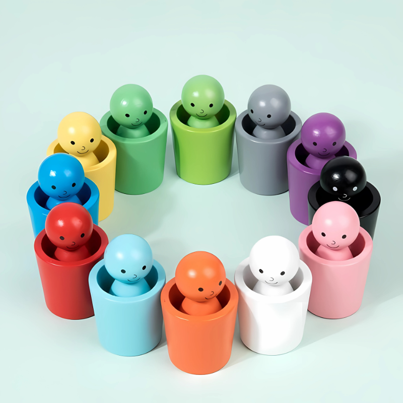 Kids wooden color sorting educational toy for toddlers, developing fine motor skills & early learning.