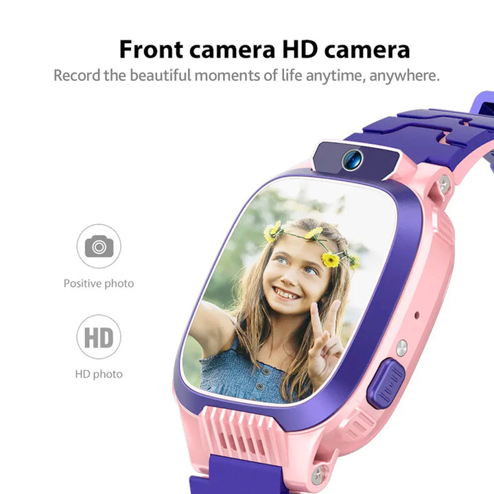 Blue SafeScout junior watch, a smart device offering GPS tracking, SOS alerts, and waterproof durability.