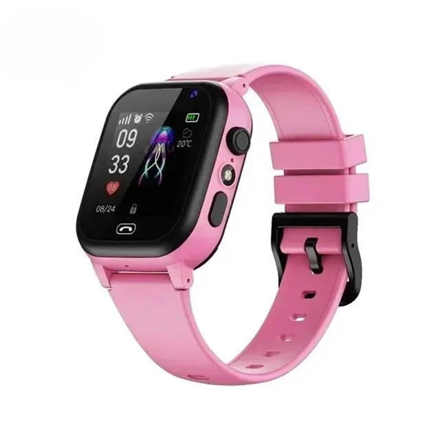 Children's video call smartwatch with GPS tracking, SOS button, & waterproof design for active kids.