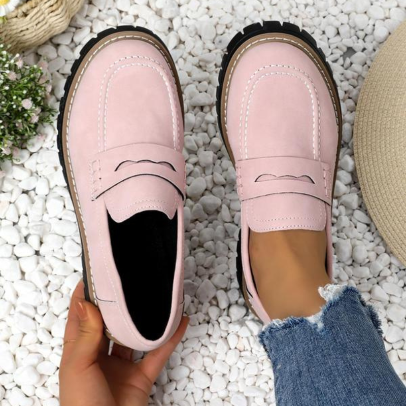 Kira | Women's Platform Loafer Shoes - Beige - Image 2