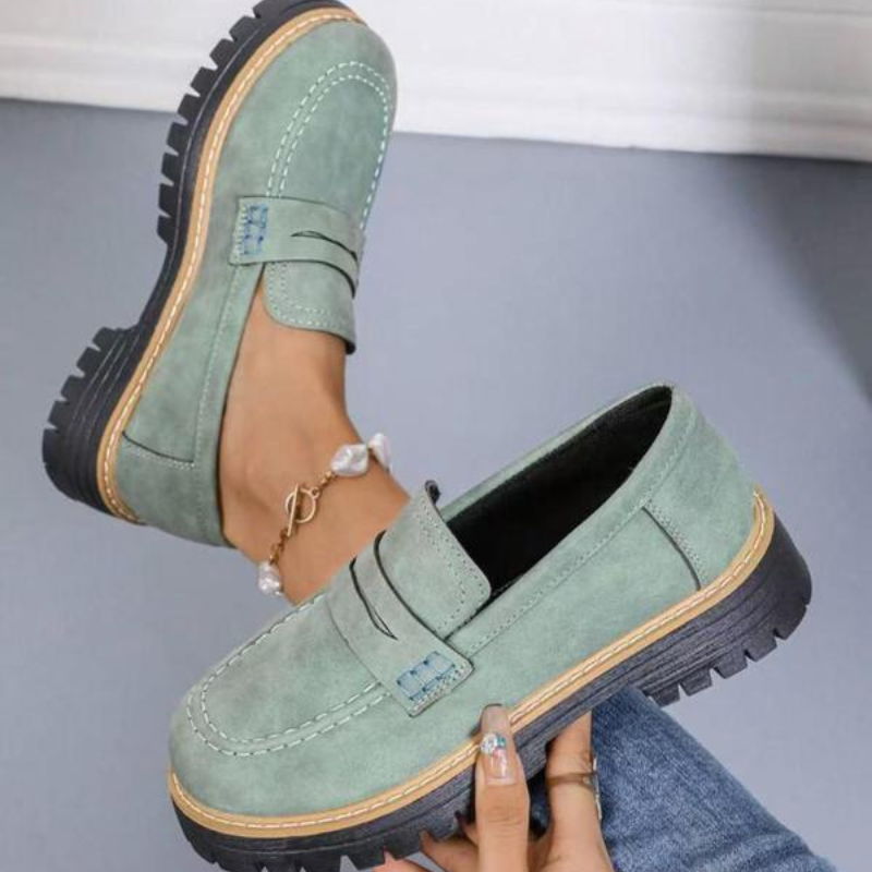 Kira | Women's Platform Loafer Shoes - Beige - Image 3