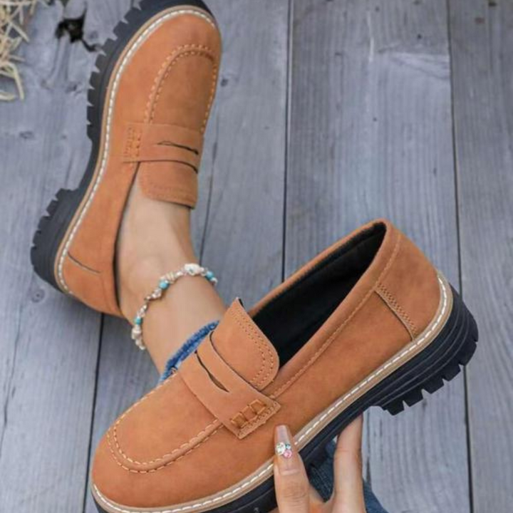 Kira | Women's Platform Loafer Shoes - Beige - Image 4
