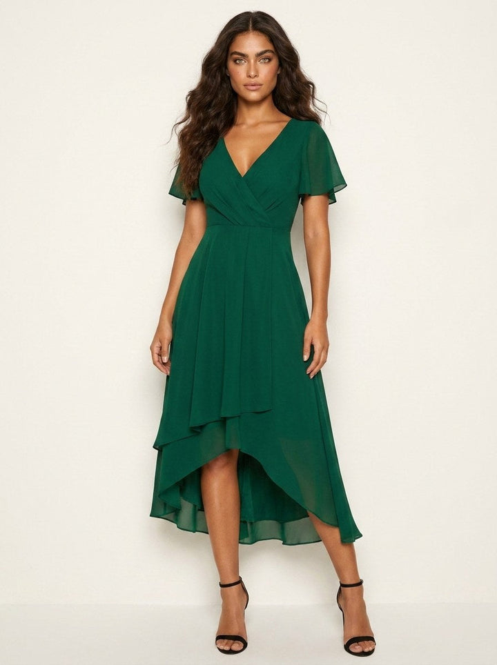 Chic women's summer midi dress, elegantly embellished for special occasions & formal gatherings.