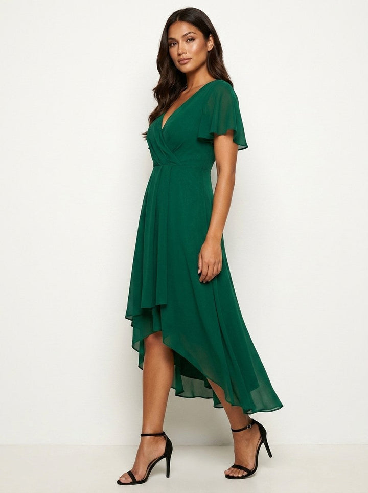 High-fashion women's elegant midi dress, intricately embellished, a statement piece for any event.