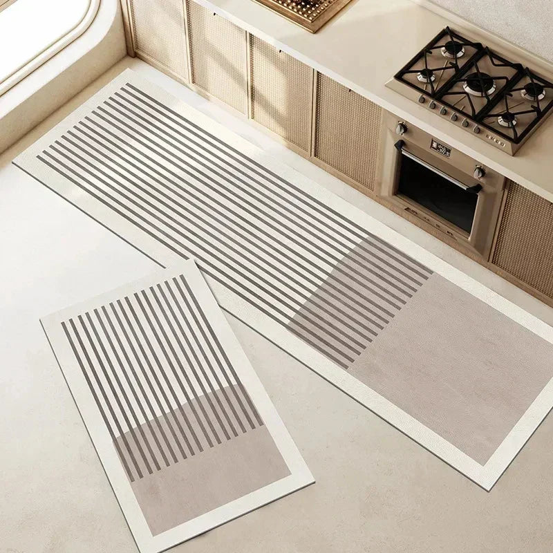 Comfortable anti-fatigue kitchen floor mat; cushioned, non-slip design for standing & home utility.