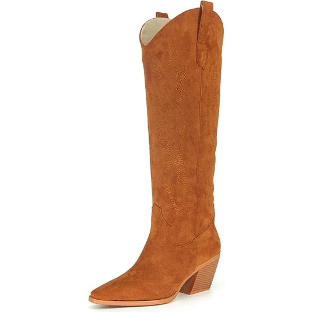 Elegant women's embroidered western boots, knee-high design, ideal for a chic look & women's footwear.