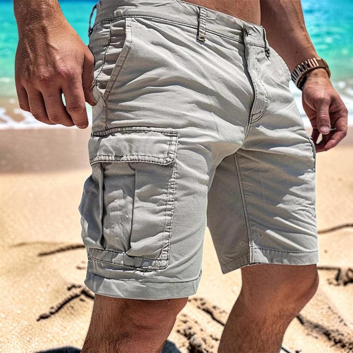 Durable men's everyday shorts, knee-length design with ample multi-pockets. Perfect for active outdoor wear.