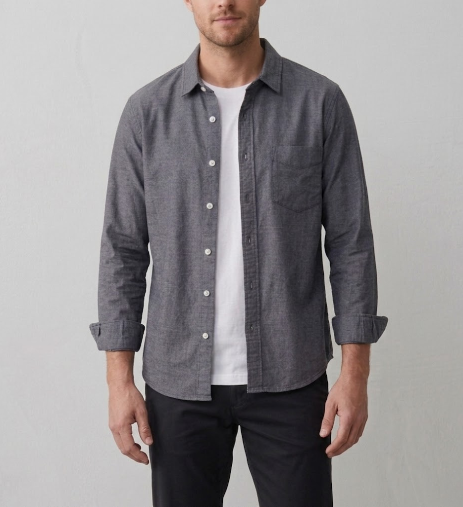 Effortless men's long sleeve button-down shirt, a classic and versatile staple for casual everyday looks.