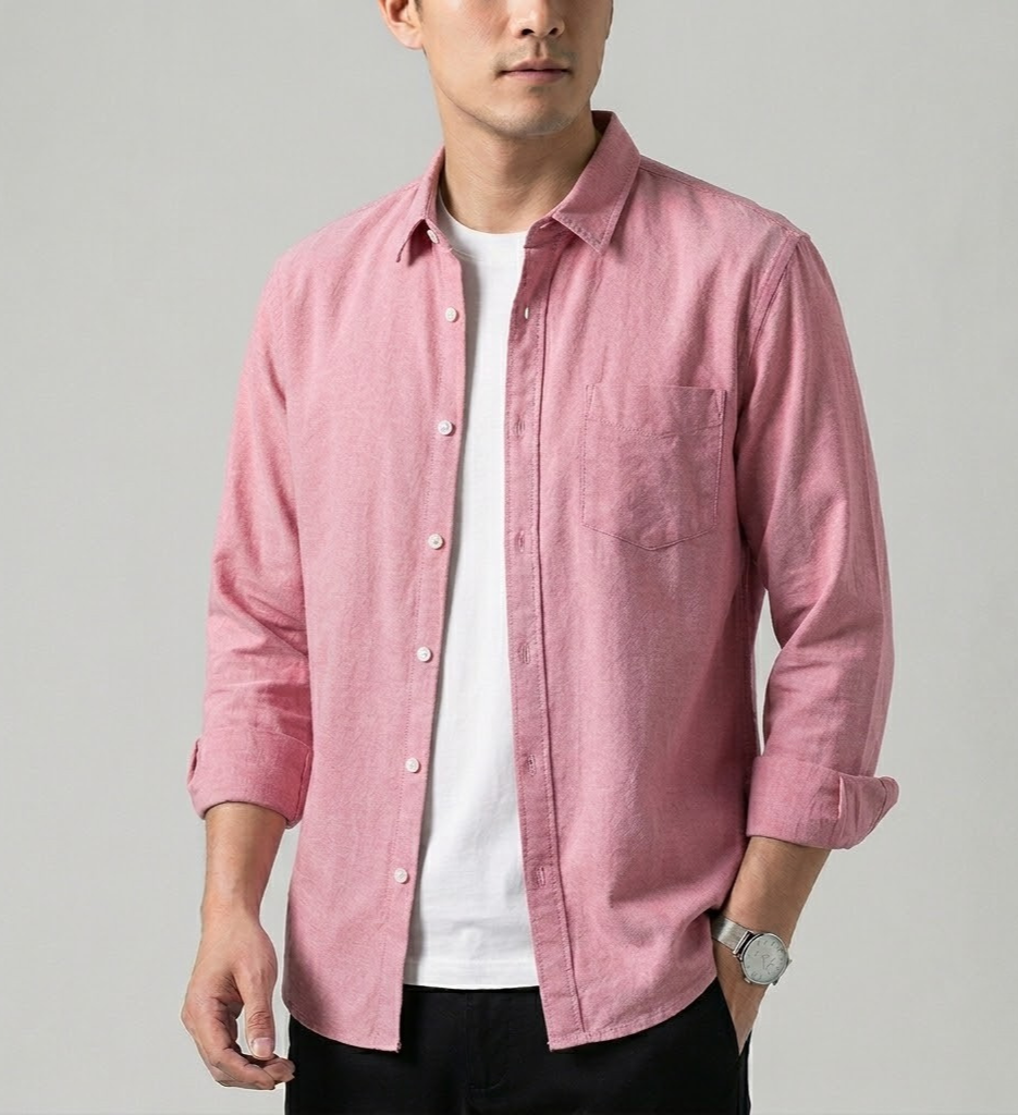 Everyday men's long sleeve button-down shirt, classic and versatile for an effortless, relaxed look.