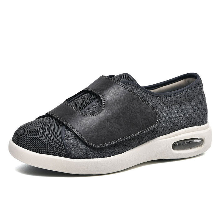 Stylish men's orthopedic walking shoes, ideal for casual or active wear, with a convenient adjustable strap.