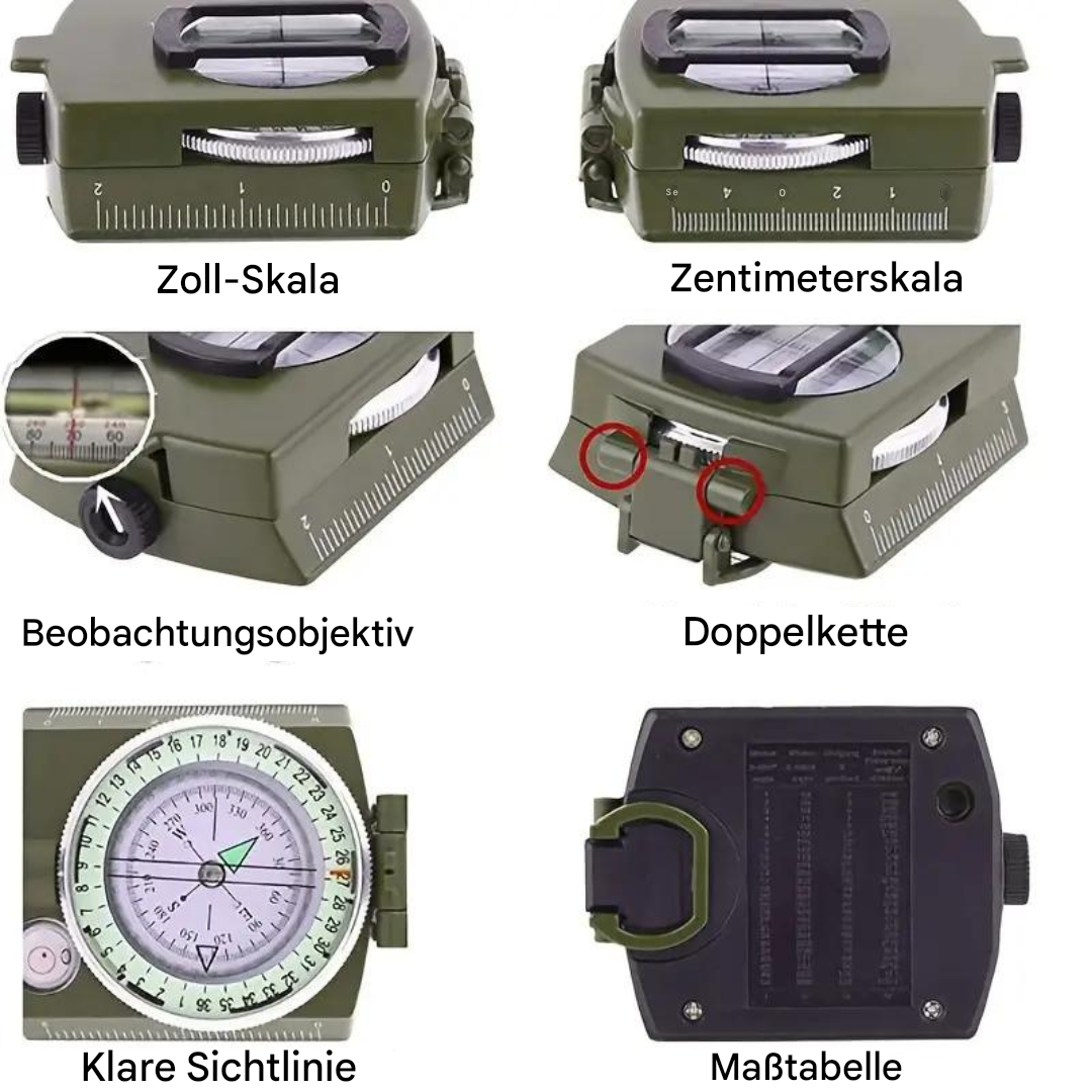 Rugged professional survival compass with clear dial for precise outdoor navigation, hiking & camping safety.