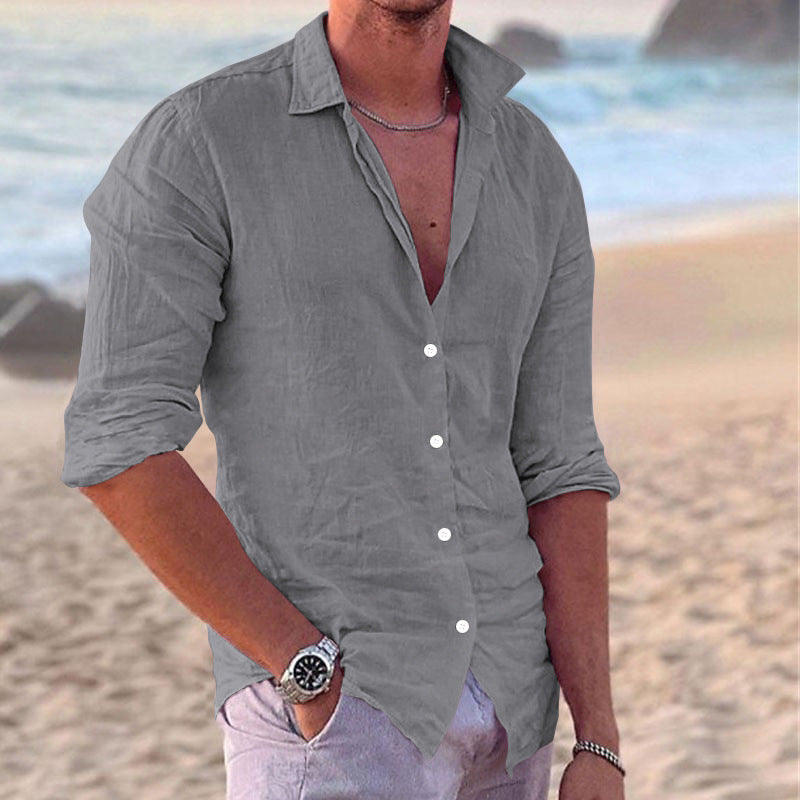 Easy-wearing men's relaxed fit long sleeve button-down shirt, providing ultimate casual comfort.