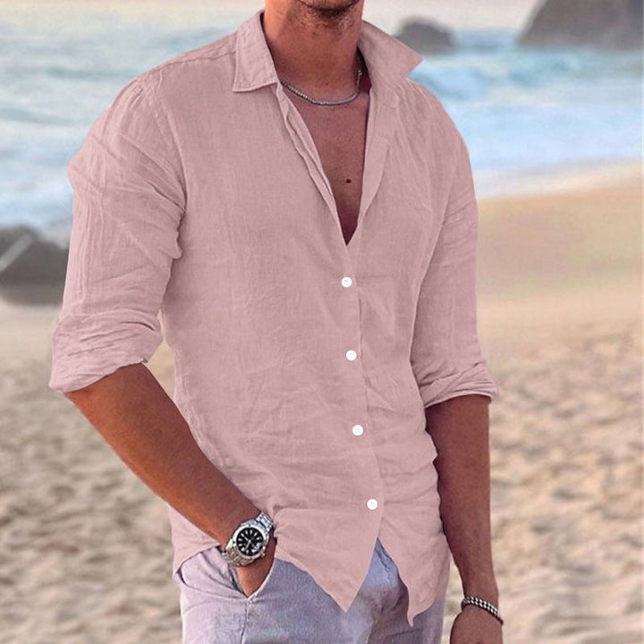 Relaxed fit men's casual long sleeve button-down shirt, offering comfort & timeless everyday wear.