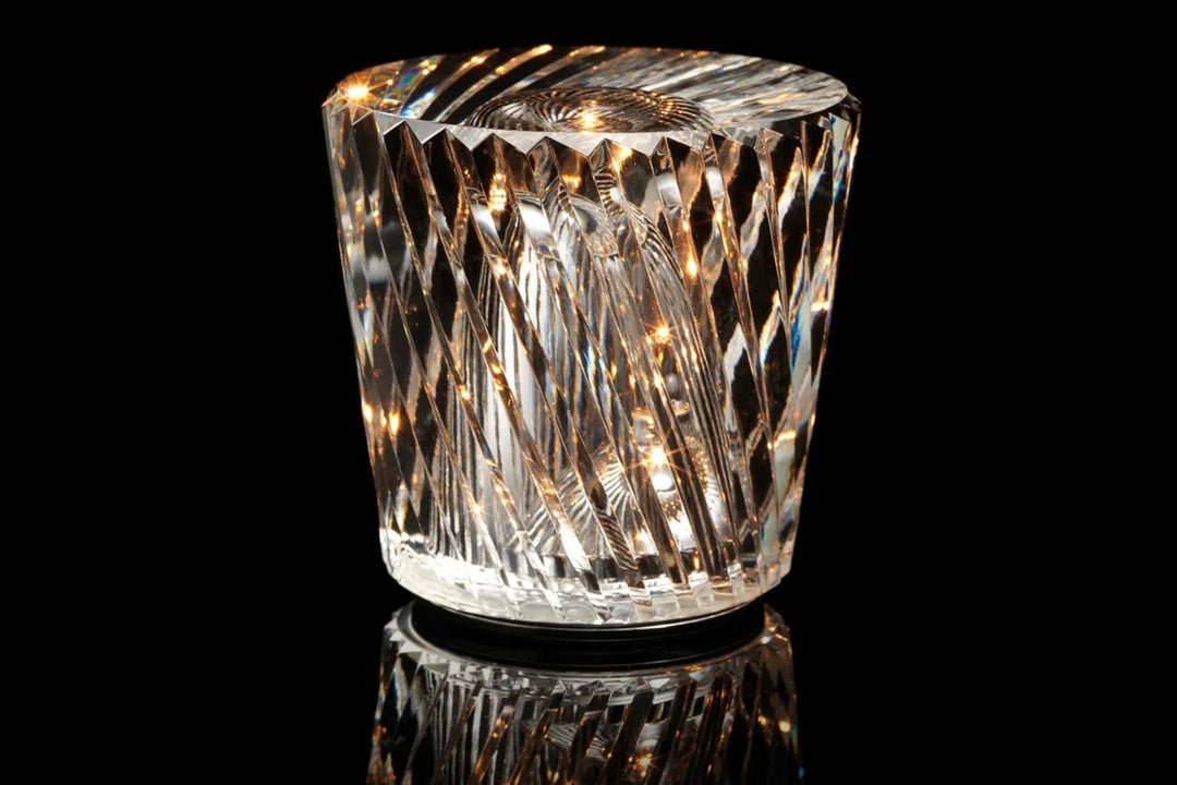 Elegant diamond crystal lamp, rechargeable table light, ideal for romantic mood setting.