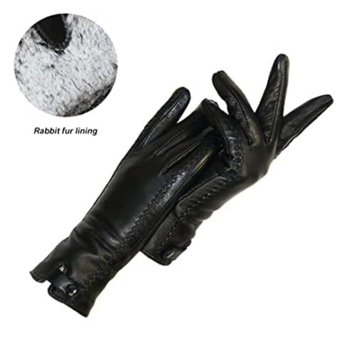 Fashionable women's vintage leather winter gloves, offering both warmth and timeless elegance for cold days.