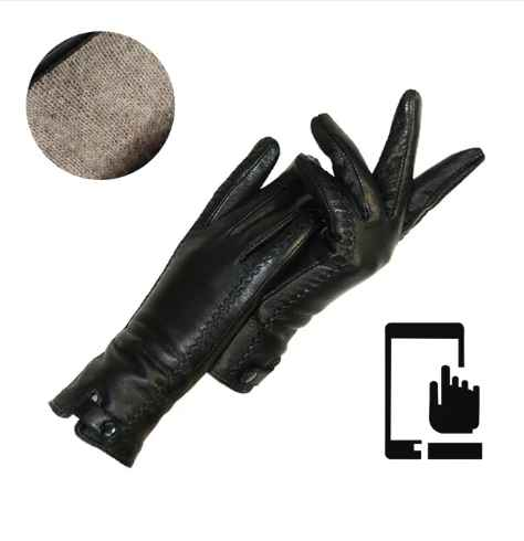 Elegant women's Kristy leather gloves, vintage style, perfect for sophisticated winter fashion.