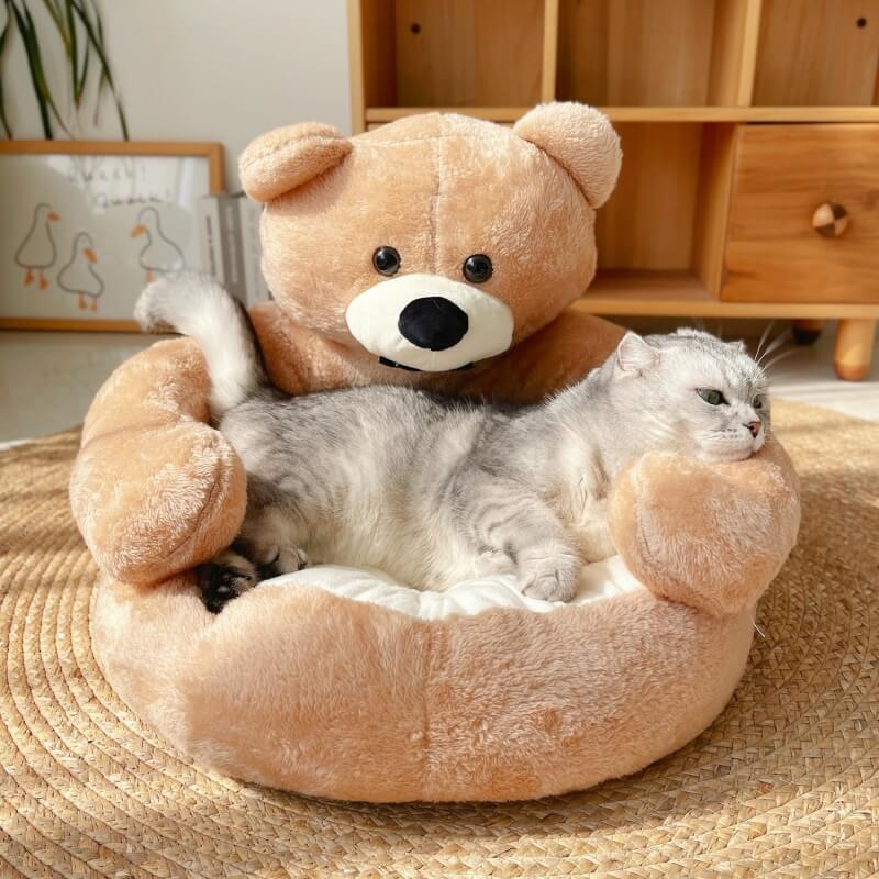Adjustable Cuddle Pet Bed for dogs & cats in cozy plush fabric. Perfect comfort for your furry friend.
