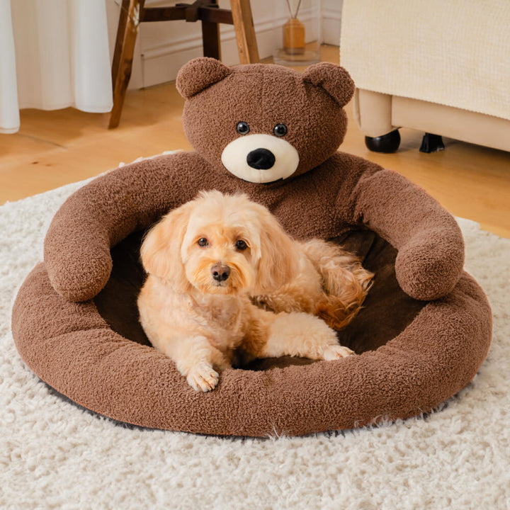 Versatile adjustable pet bed in rich brown. Plush comfort, ideal for cats & dogs seeking a cozy retreat.