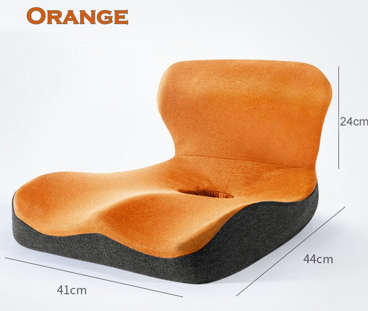 Ergonomic L-shape memory foam seat cushion for sciatica & back pain relief, ideal for office or car seats.