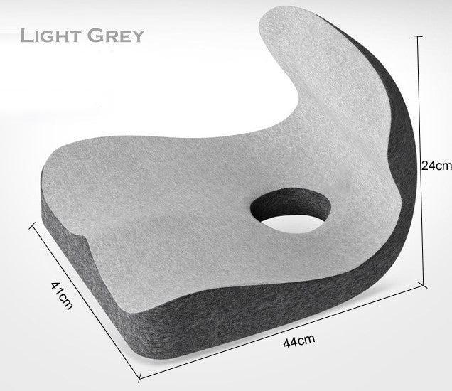 Orthopedic L-shape seat cushion with memory foam for improved posture, comfort & lumbar support on any chair.
