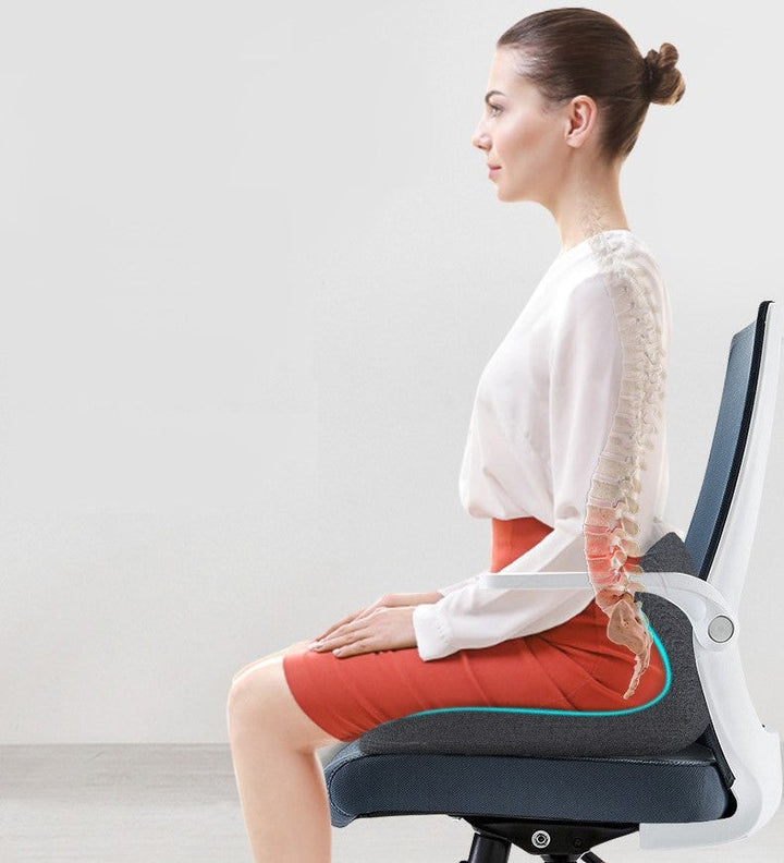Premium memory foam L-shape seat cushion ensures comfort, back support & better posture at home or office.