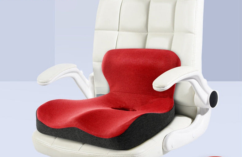 Unisex L-shape memory foam cushion designed for ergonomic seat support, posture correction & pain relief.