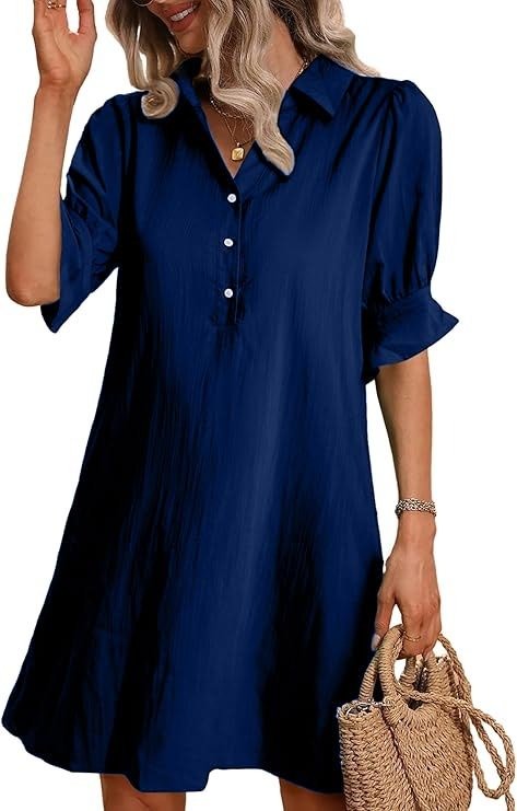 Women's Ruffle Sleeve Shirt Dress