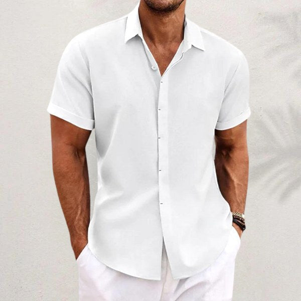 Classic men's collared button shirt with a relaxed fit, ideal for casual and everyday fashion.