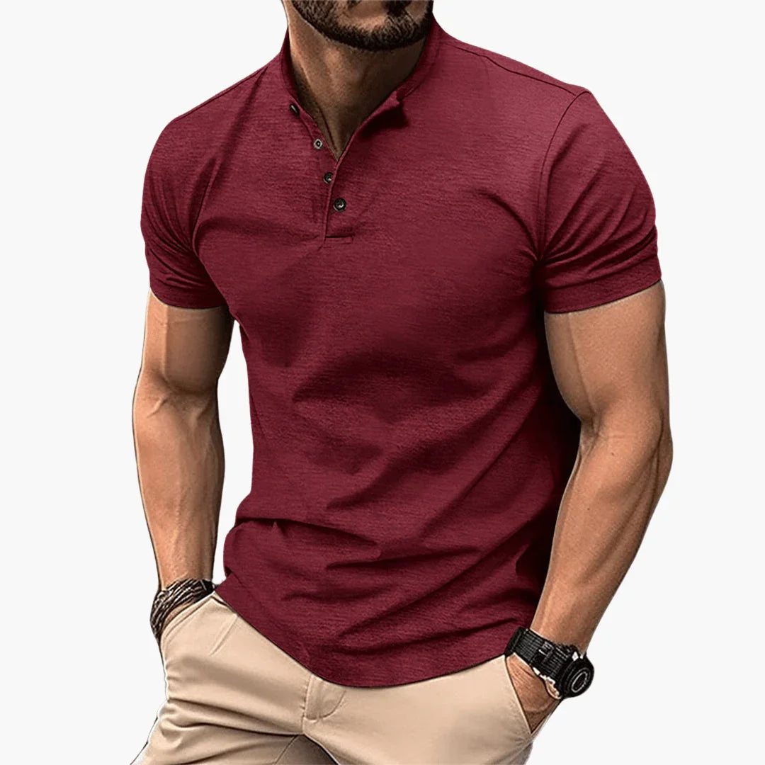 Versatile men's short sleeve shirt with button placket, modern fit for smart casual and everyday style.