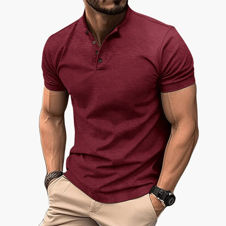 Versatile men's short sleeve shirt with button placket, modern fit for smart casual and everyday style.
