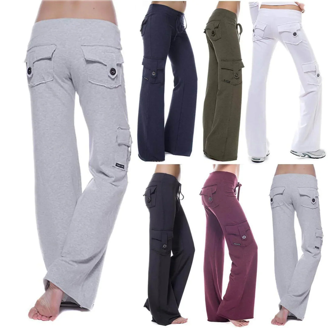 Flattering women's bootcut cargo pants with pockets, designed for modern style and maximum comfort.