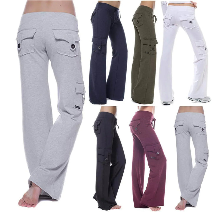 Flattering women's bootcut cargo pants with pockets, designed for modern style and maximum comfort.