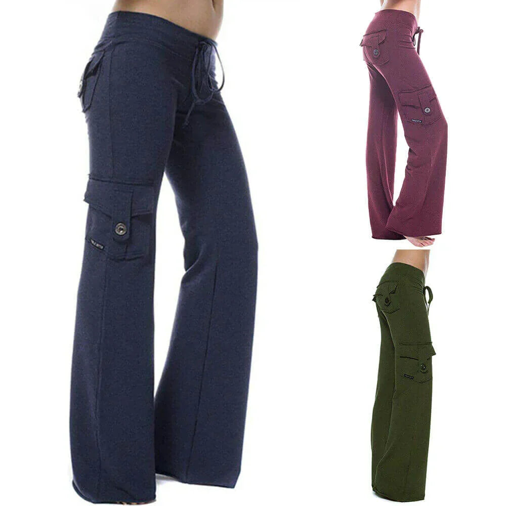 Isabella women's stylish bootcut cargo pants. High-waist and comfortable for everyday fashion.