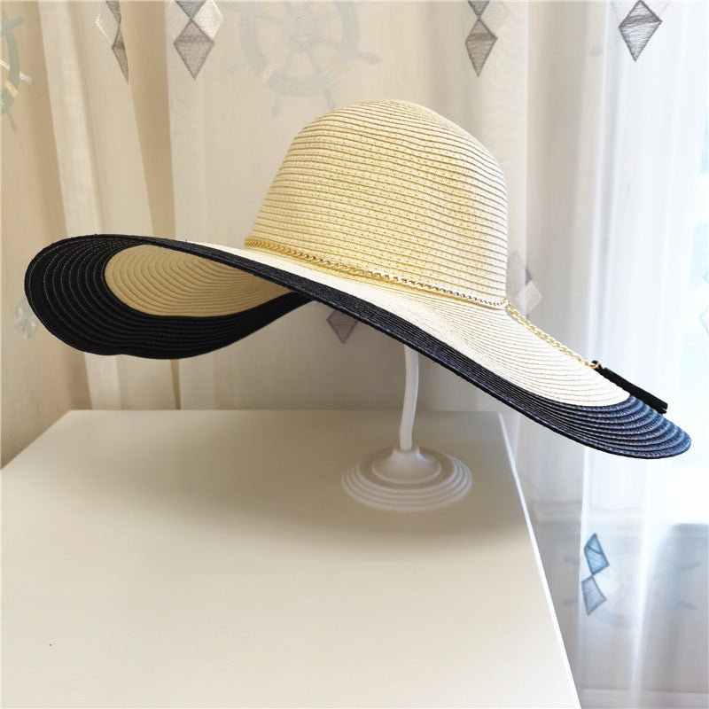 Outdoor women's wide brim summer hat, ideal for sun protection & travel, with comfortable UV protection.