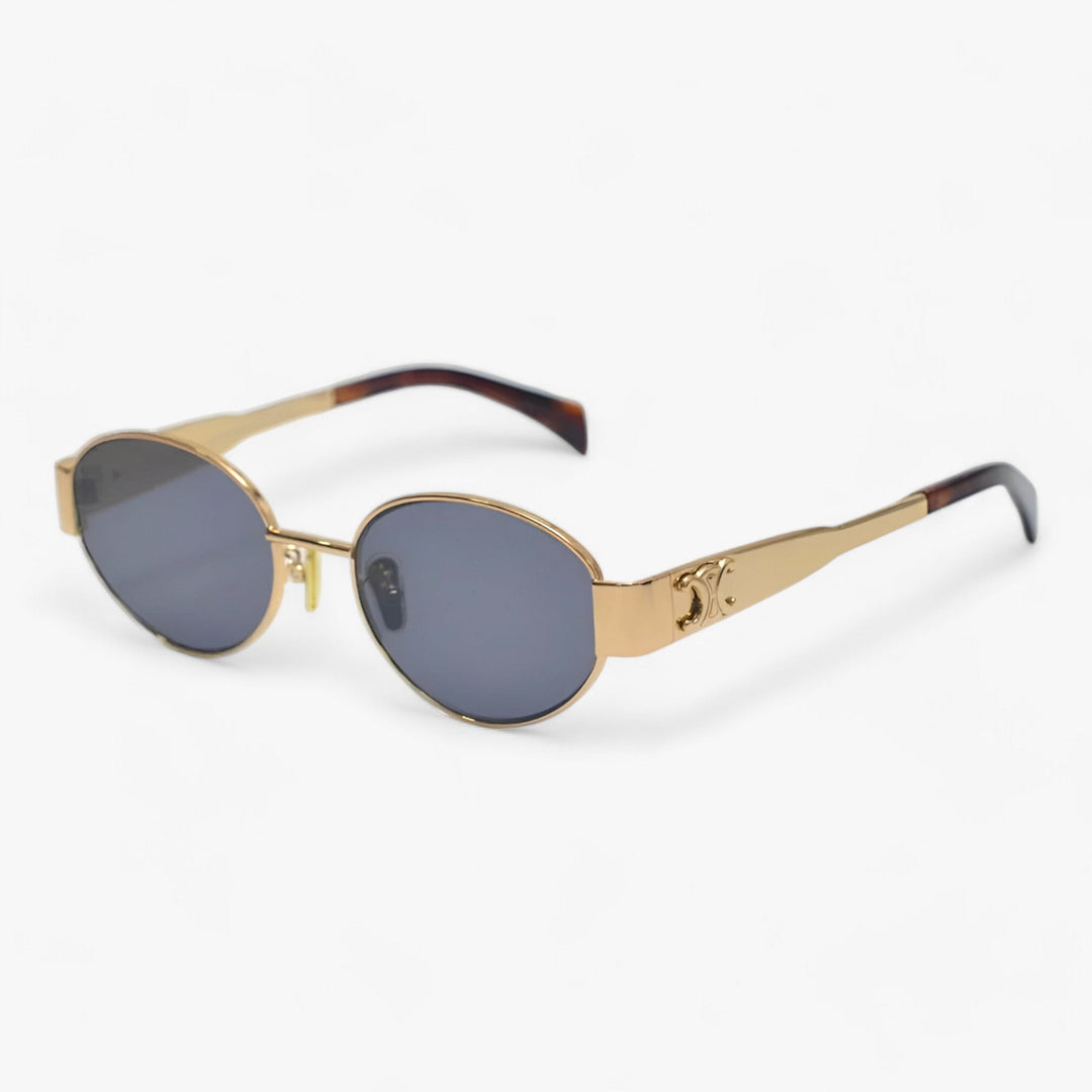 Elegant women's silver-tone UV protection sunglasses. Stylish acetate frame eyewear for travel & sunny days.