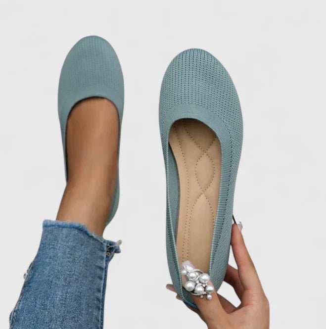 Casual women's orthopedic slip-on flats, offering arch support for comfortable everyday and weekend wear.