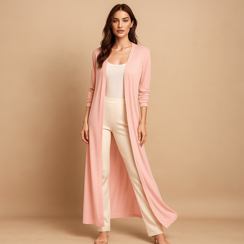Cozy & stylish long knitted women's cardigan. Perfect for layering, casual wear, or winter fashion.